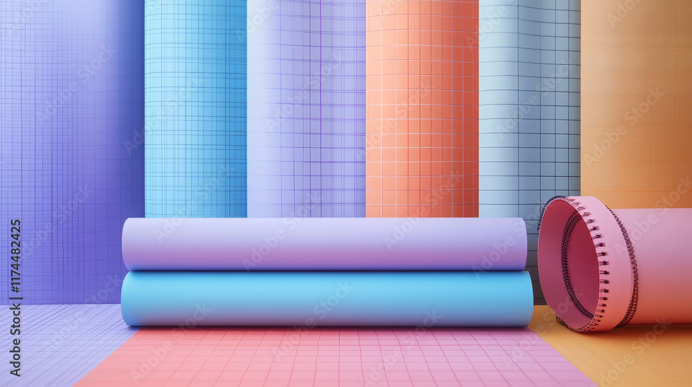 Aufkleber notebooks with lines, dots and square grid. vector realistic mockup of notepads with spiral wire bin