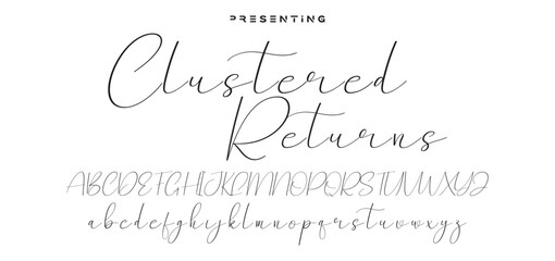 Hand drawn vector alphabet. Modern monoline signature script font. Elegant Signature Font. Best Alphabet Beautiful Calligraphy Signature Font lettering