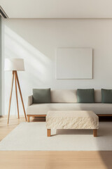 Fototapeta premium Modern living room with minimalist design and natural light during daytime