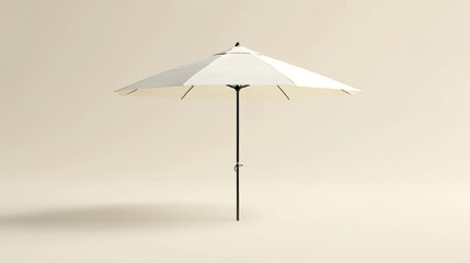 Obraz premium White umbrella mockup. Outdoor beach sun parasol isolated vector mock up. Sunshade tent template for branding. 3d commercial event awning promo. Exhibition camping object for presentation on market
