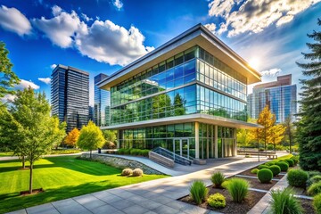 Canadian Urban Park Architecture: Modern Buildings & Lush Greenery