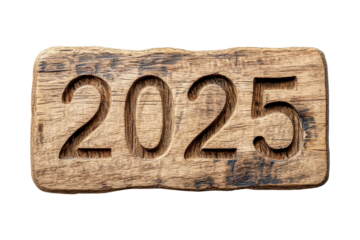 Rustic wooden engraved numbers 2025 home decor natural