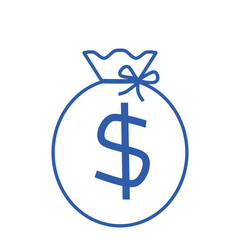 Doodle money dollar rich saving icon or pocket pay cute cartoon illustration hand draw that can be used for sticker, book, scrapbook, icon, decorative, etc. with aesthetic colorful blue color