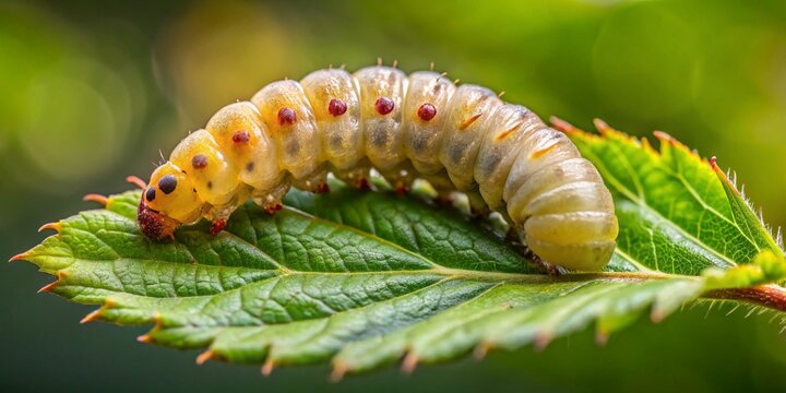 Cimbex fagi Larva on Beech Leaf, Wolfsschlucht, Eifel, Germany