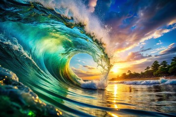 Fototapeta premium Classic Color Fluid Wave Double Exposure Background Stock Photo