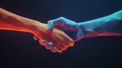 Agreement Handshake Isolated on Dark Blue Background.

