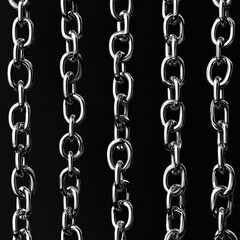 Obraz premium A black background with white chains in an abstract pattern symbolizes strength and struggle.