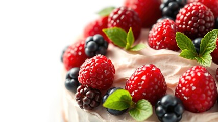 Obraz premium Delicious Berry Cake Close-Up, Sweet Dessert, Fresh Baked