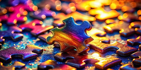 Fototapeta premium Close-up of a Single Jigsaw Puzzle Piece with High Depth of Field