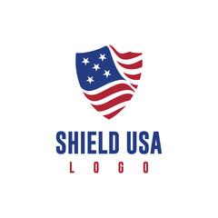 usa flag vector design logo in shield shape