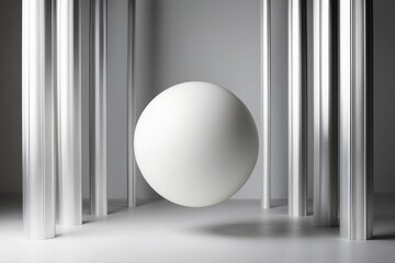 Elegant White Sphere as a Focal Point: Smooth Texture & Subtle Gradations on a Light Background, Ideal for High-End Product Photography or Art