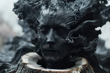 A textured ridged black metal texture