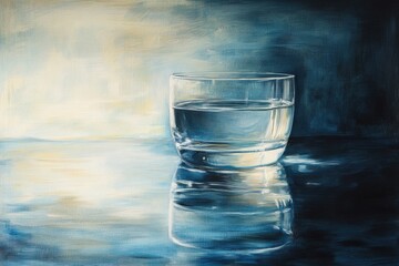 Glass of Water Reflection Still Life Painting