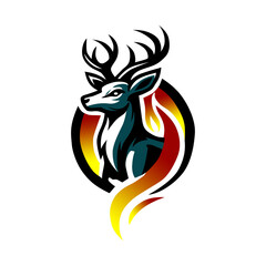 Deer Mascot Logo with Strong Colors