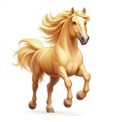 Obraz premium Beautiful Running Blonde Horse with Flowing Mane in Motion