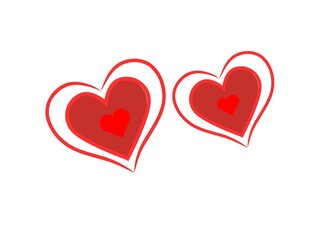  A charming design featuring two vibrant red hearts with soft white and red outlines on a clean white background. Ideal for romantic, wedding, or Valentine’s Day-themed projects and designs.