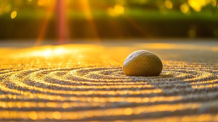 Zen Garden Stone Sunset Serenity
