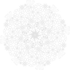 華曼荼羅　mandara flower monochrome 03