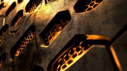 Glowing Metal Grid: Abstract Design