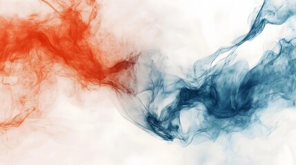 Abstract Ink Blue, Red Swirls Dance