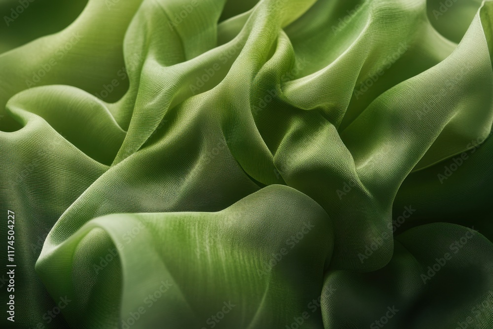 Poster abstract green fabric draped softly creating gentle waves
