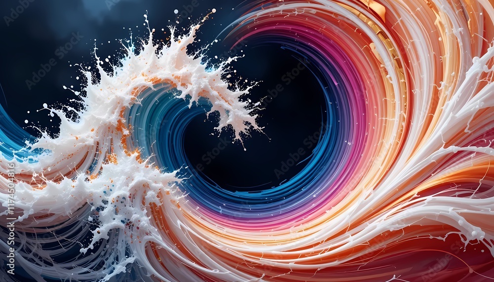 Poster dynamic whirlwind wave: a colorful, abstract fluid art