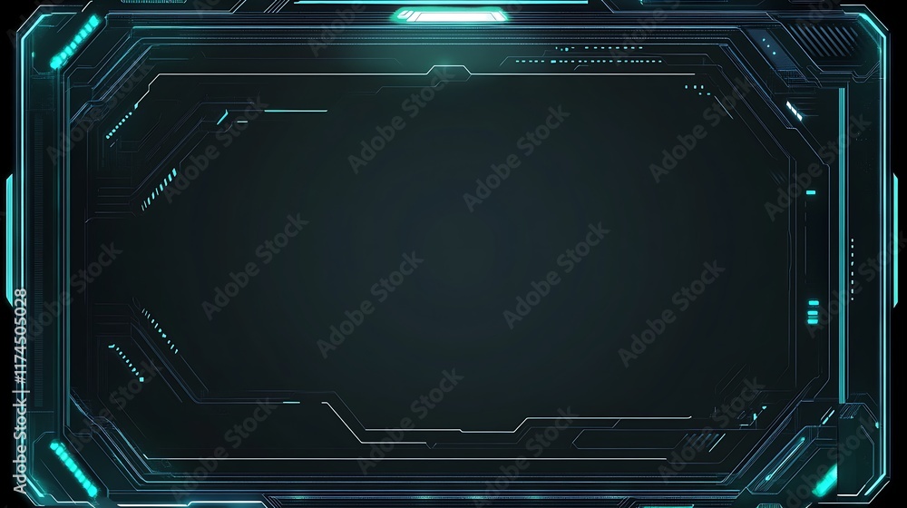 Poster futuristic teal tech interface display screen