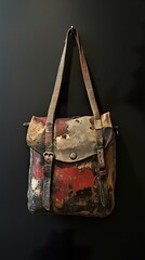 Vintage Distressed Leather Shoulder Bag: Antique Travel Bag