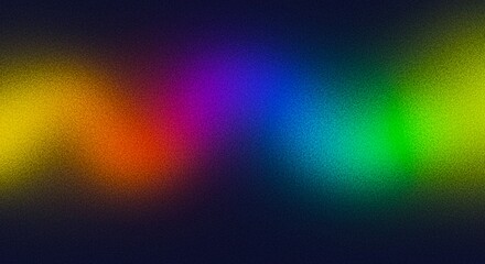 Dark grainy color gradient wave background, purple red yellow blue colors banner poster cover abstract design,