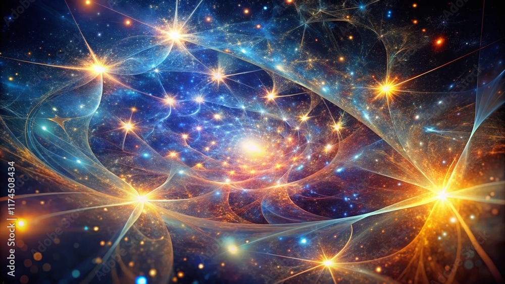 Aufkleber cosmic fractal nebula: glowing stars and pulsating energy web