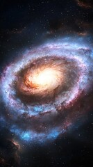 Stunning galactic spiral formation deep space digital art cosmic environment wide-angle view ethereal beauty