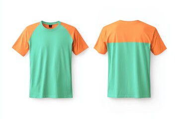 Green and orange short sleeve athletic t-shirt front and back view