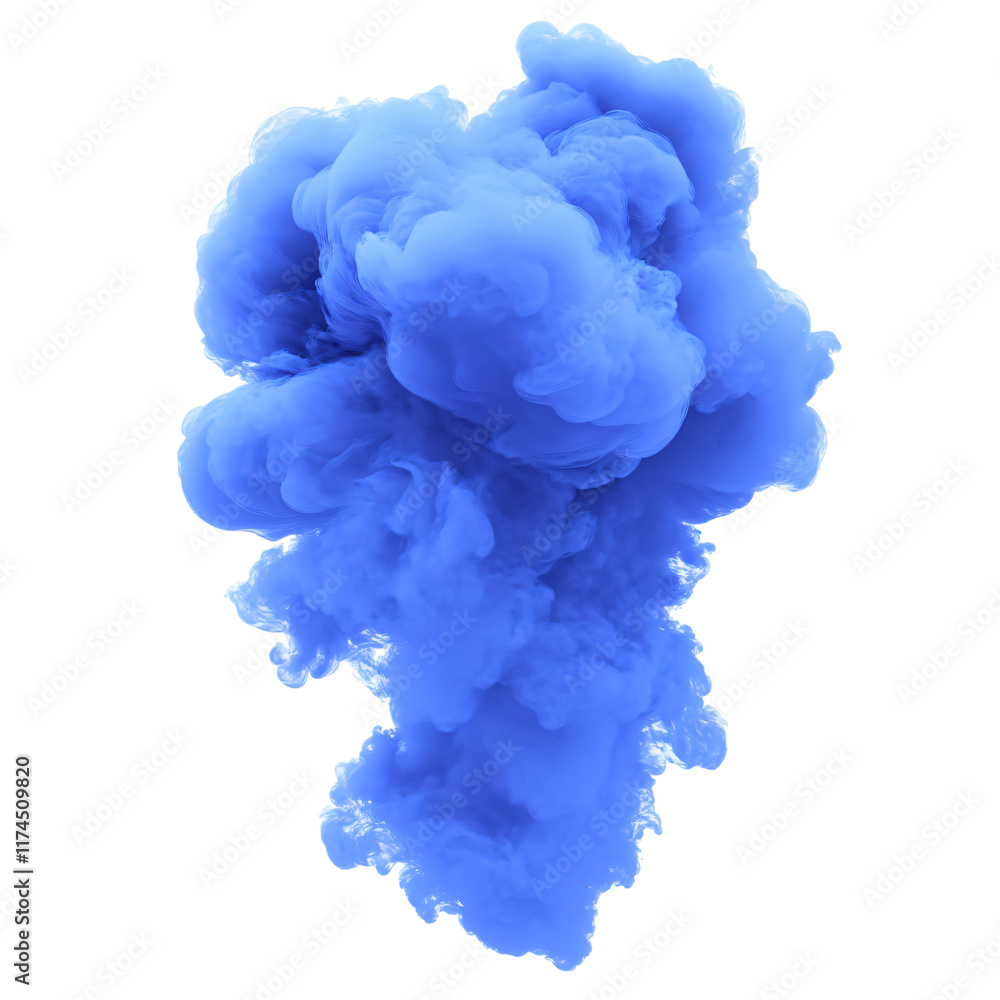 Poster abstract blue ink cloud exploding in water vibrant color swirl artistic design element