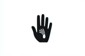 Obraz premium Black silhouette of hand with seedling symbol on palm