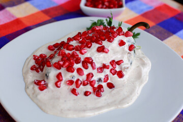 Chiles en Nogada, typical food in the months of september and october in Mexico