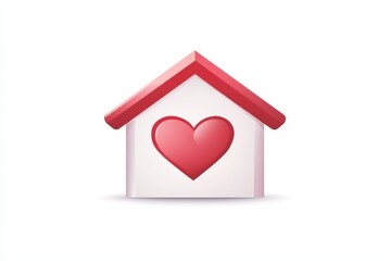 House with red heart symbolizing love and home togetherness
