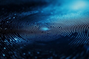 Digital blue fingerprint pattern under hi-tech lighting