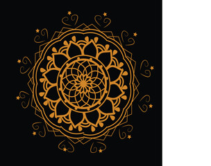 luxury modern ornamental black background golden color mandala design vector