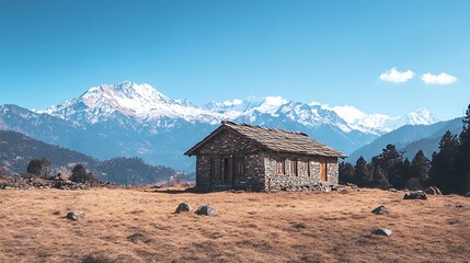 Stone House Mountain Landscape Scenic View