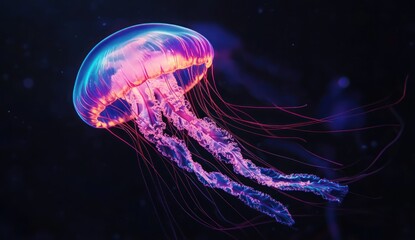 glowing jellyfish isolated on a black background