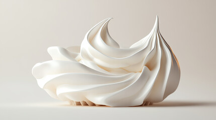 Whipped cream swirl or meringue top side view 3D vector. Custard, butter or vanilla creme for decoration cake, cupcake or muffin, realistic elements set isolated on background