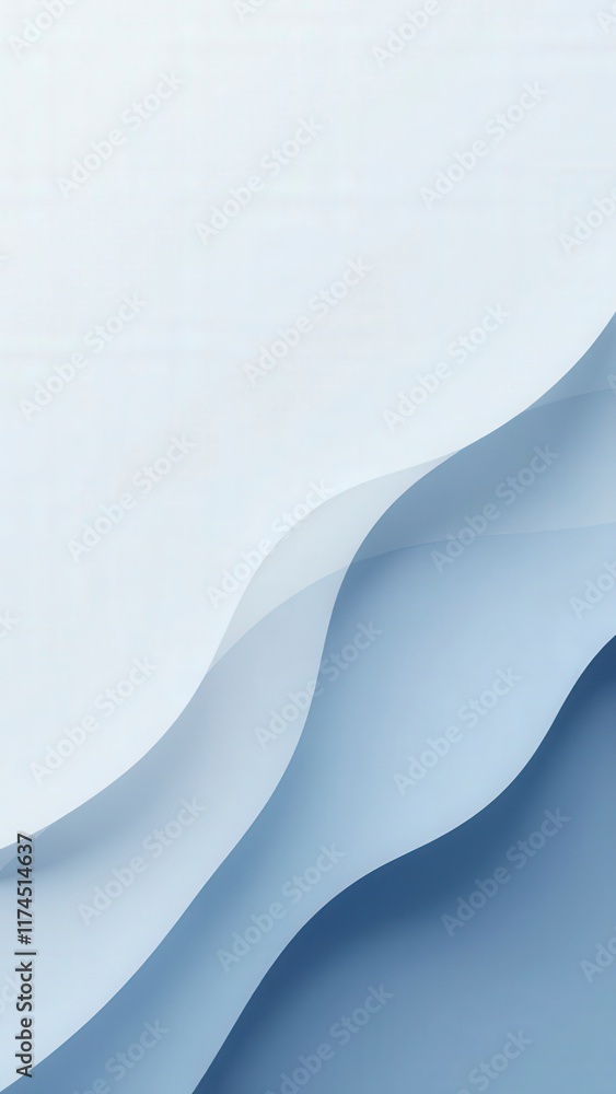 Poster abstract blue wavy shapes creating a gradient effect