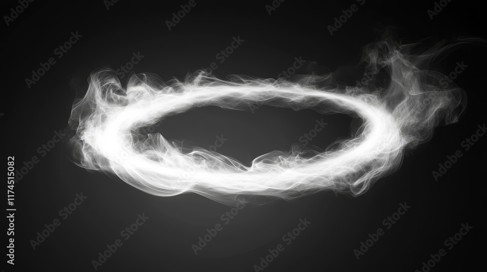Poster hookah vape smoke circle and tornado vector effect. 3d realistic abstract white cigarette cloud stea