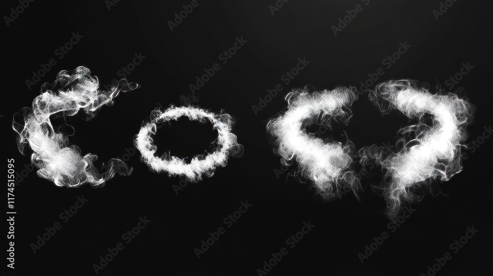 Poster hookah vape smoke circle and tornado vector effect. 3d realistic abstract white cigarette cloud stea