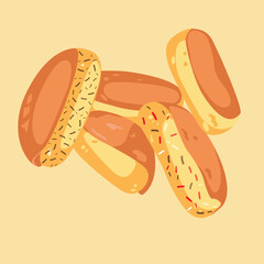 Pukis cake, a traditional Indonesian dessert, topped with melted chocolate, chocolate sprinkles and colorful sprinkles.