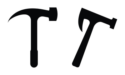 Hammer icon, outline, silhouette, vector, illustration, isolated on white background.