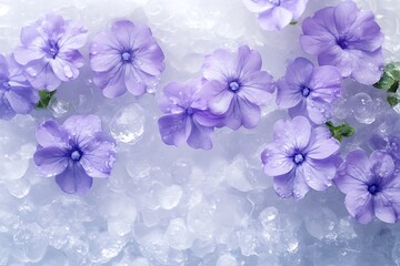 Fototapeta premium Purple flowers on ice