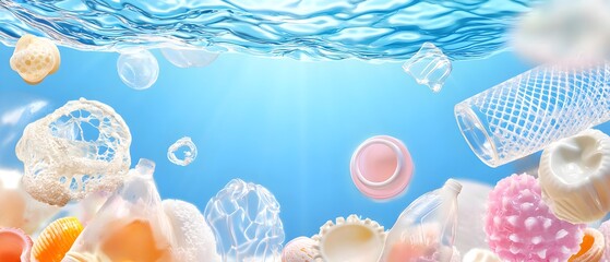 A bottle is floating in the ocean