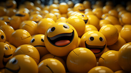 Smiley face with yellow emoji ball