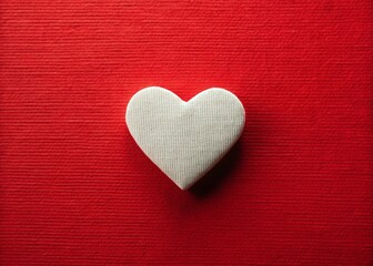 Obraz premium Cute Little White Heart on Red Fabric - Valentine's Day Scrapbooking Element
